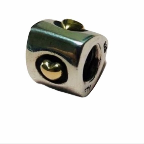 Pandora 14k Gold and Silver Heart of Gold Charm - Picture 6 of 6